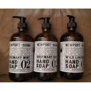 3 Bottles Newport+Home Hand Soap 16oz Rosemary Mint&Wild Lavender Essential Oil